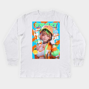 HEADPHONE GAL 6000 - NEOTOKIO3 100%ドPE / HAPPINESS | Anime Manga Cute Anime Lover Gift  | PROUD OTAKU Kids Long Sleeve T-Shirt